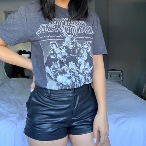 Black Faux Leather Studded Shorts